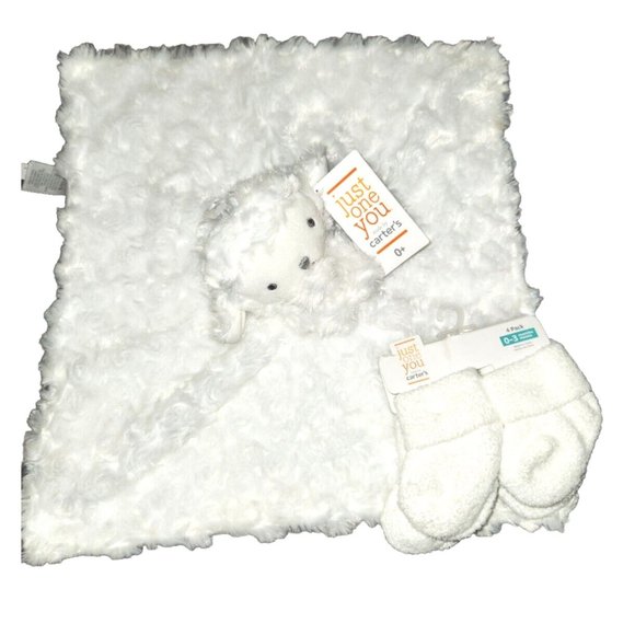 CARTER'S Just One You Baby Security Blanket White Lamb Sheep Plush Lovey Stars - Picture 8 of 8